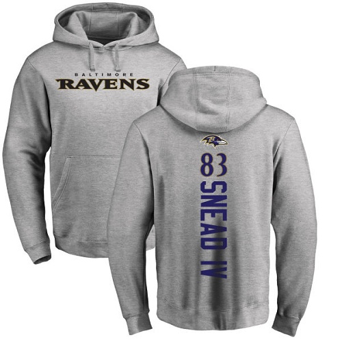 Men Baltimore Ravens Ash Willie Snead IV Backer NFL Football #83 Pullover Hoodie Sweatshirt